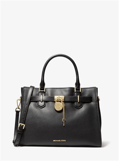 michael kors black hamilton|Hamilton medium leather satchel.